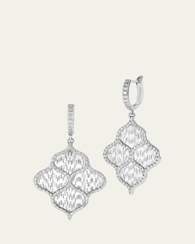 18k White Gold and Titanium Fiber Rain Earrings with Diamonds